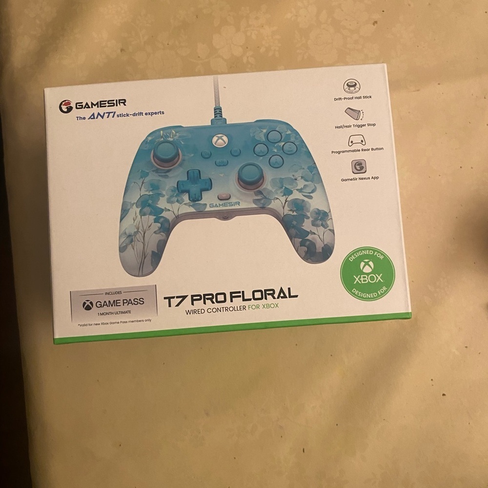 T7 Pro Floral Wired Controller for Xbox - Blue